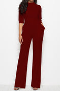 Load image into Gallery viewer, Women Mock Neck Tie-Waist Half Sleeve Jumpsuit
