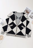 Load image into Gallery viewer, Women Color Block Button Down Long Sleeve Cardigan
