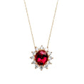 Load image into Gallery viewer, Women Ruby Red Treasure Tourmaline Necklace 18K Gold Plated Diamond
