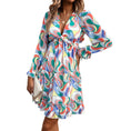 Load image into Gallery viewer, Spring And Summer Vacation Style Printed V-neck Long-sleeve Dress

