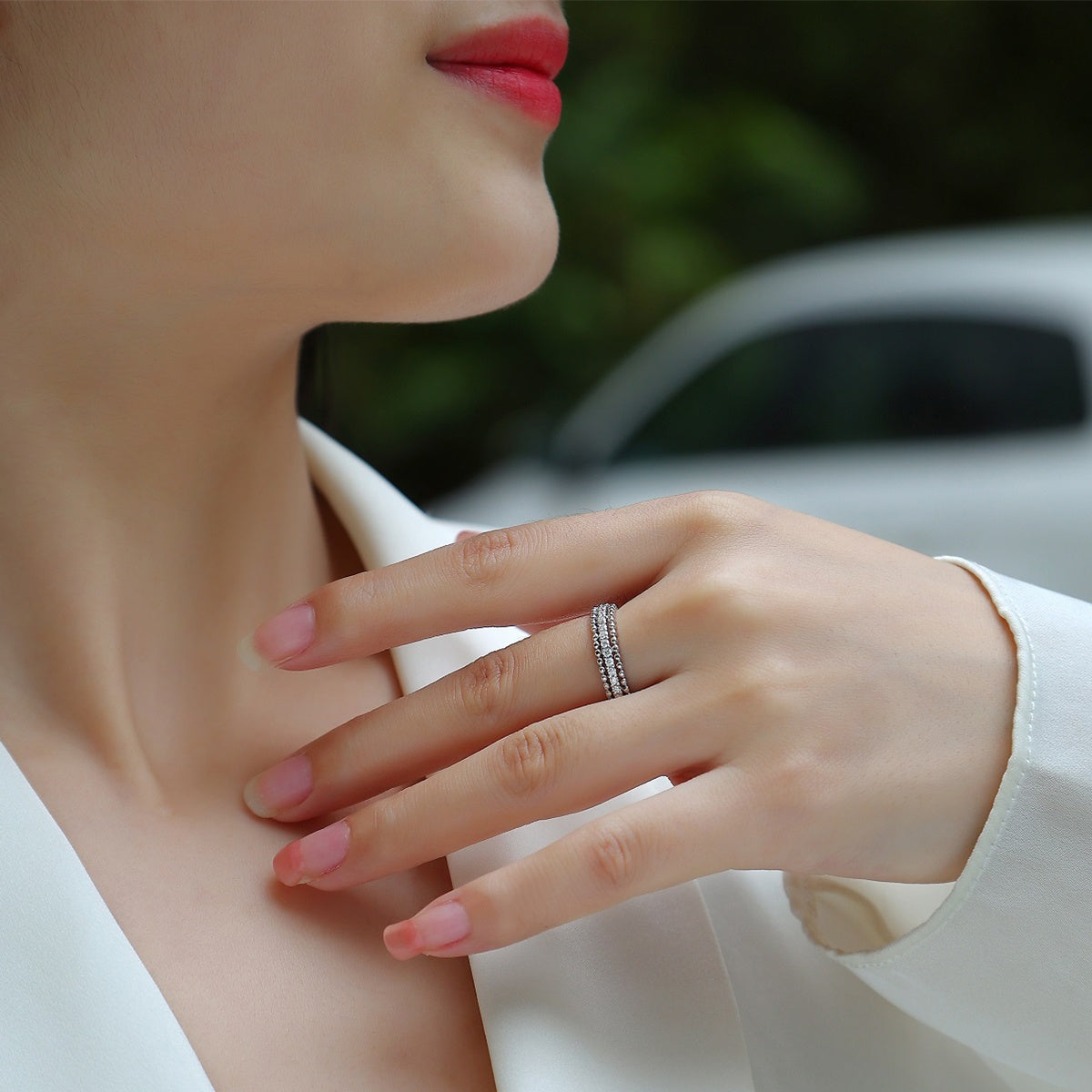 Women Moissanite 925 Sterling Silver Ring