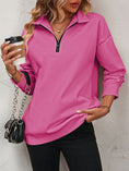 Load image into Gallery viewer, Women Mandy Zip-Up Dropped Shoulder Sweatshirt
