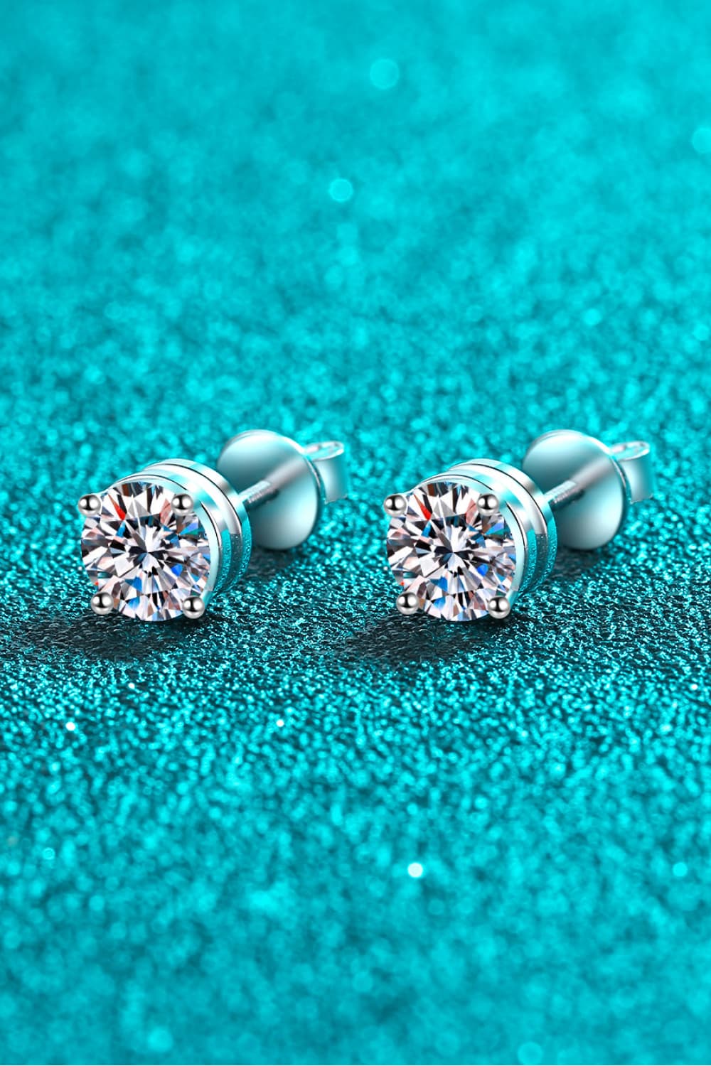 Women 2 Carat Moissanite Rhodium-Plated Stud Earrings