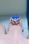 Load image into Gallery viewer, Women 2 Carat Cobalt Blue Moissanite 925 Sterling Silver Ring
