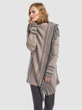 Load image into Gallery viewer, Women Tassel Striped Open Front Long Sleeve Cardigan

