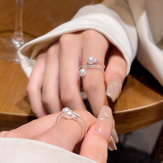 Women Pearl Ring Exquisite Stylish Opening Adjustable