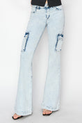 Load image into Gallery viewer, Women Full Size High Rise Cargo Flare Jeans
