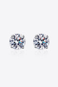 Load image into Gallery viewer, Women 2 Carat Moissanite Rhodium-Plated Stud Earrings
