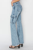 Load image into Gallery viewer, Women Full Size High Rise Cargo Flare Jeans
