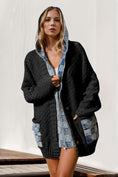 Load image into Gallery viewer, Women Full Size Hooded Denim Spliced Sweater Cardigan
