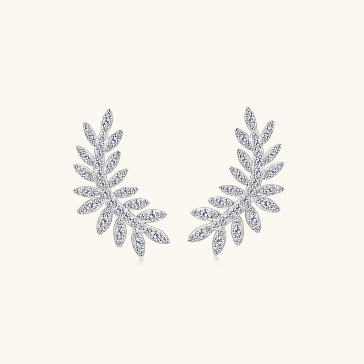 Women Moissanite 925 Sterling Silver Leaf Shape Stud Earrings