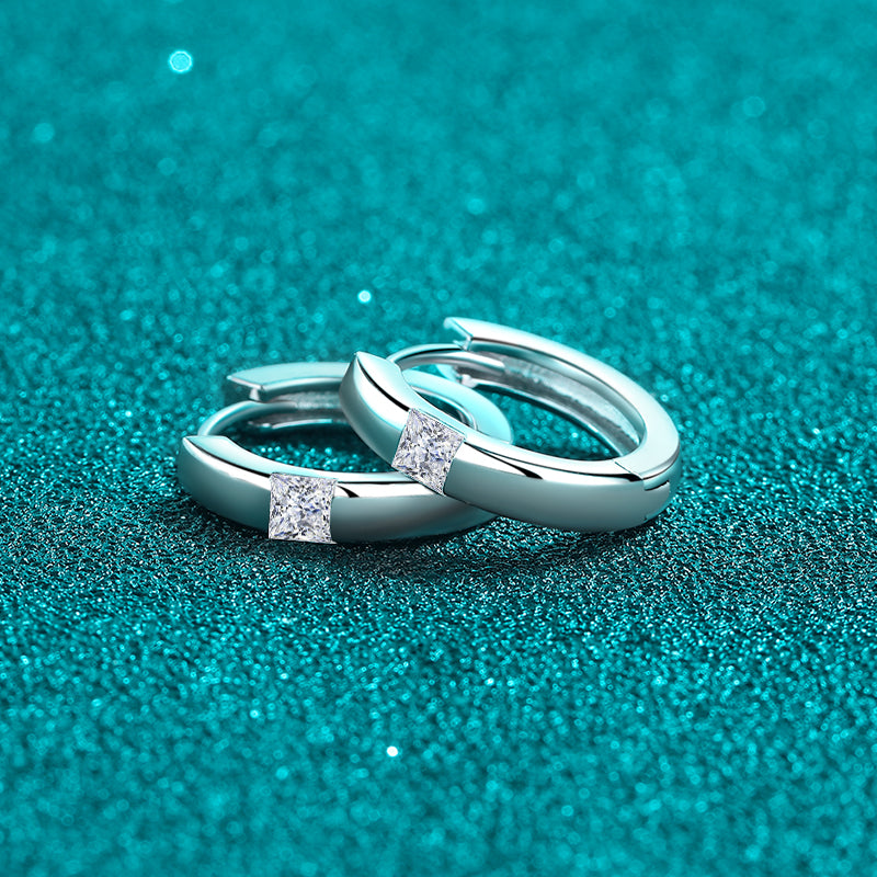 Women 925 Sterling Silver Moissanite Huggie Earrings