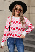 Load image into Gallery viewer, Women Contrast Heart Round Neck Sweater
