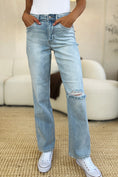 Load image into Gallery viewer, Women Full Size High Waist Distressed Straight Jeans
