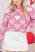 Load image into Gallery viewer, Women Pearl Trim Heart Round Neck Long Sleeve Sweater
