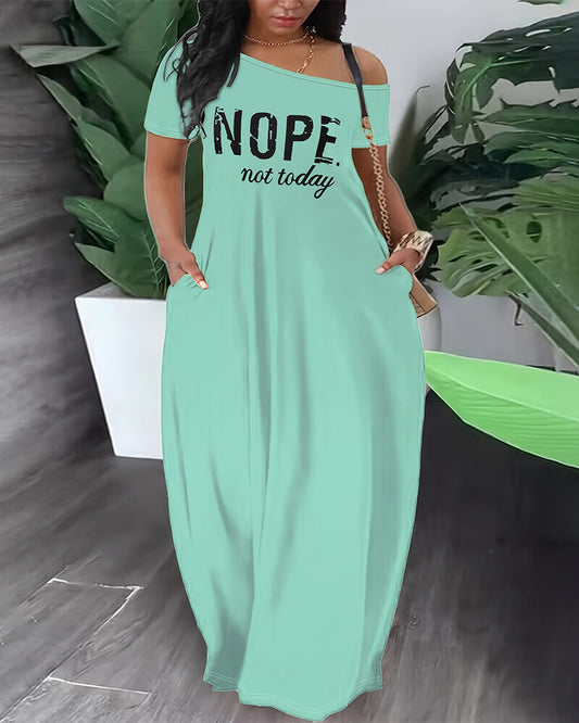 Women Lazy Oblique Shoulder Casual Dress