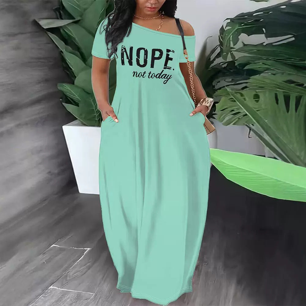 Women Lazy Oblique Shoulder Casual Dress