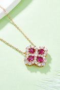Load image into Gallery viewer, Women 925 Sterling Silver Lab-Grown Ruby Flower Shape Necklace

