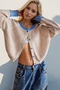 Load image into Gallery viewer, Women Contrast Button Up Long Sleeve Cardigan
