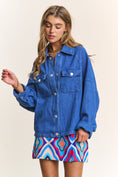 Load image into Gallery viewer, Women Snap Down Long Sleeve Denim Shacket
