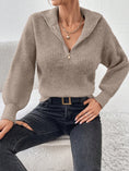 Load image into Gallery viewer, Women Half Zip Dropped Shoulder Sweater
