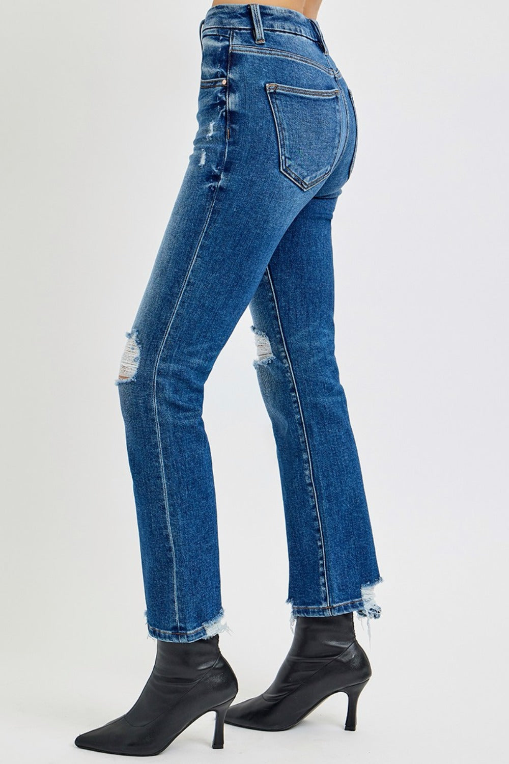 Women Full Size High Rise Distressed Crop Straight Jeans