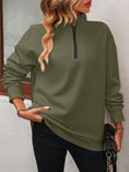 Load image into Gallery viewer, Women Mandy Zip-Up Dropped Shoulder Sweatshirt
