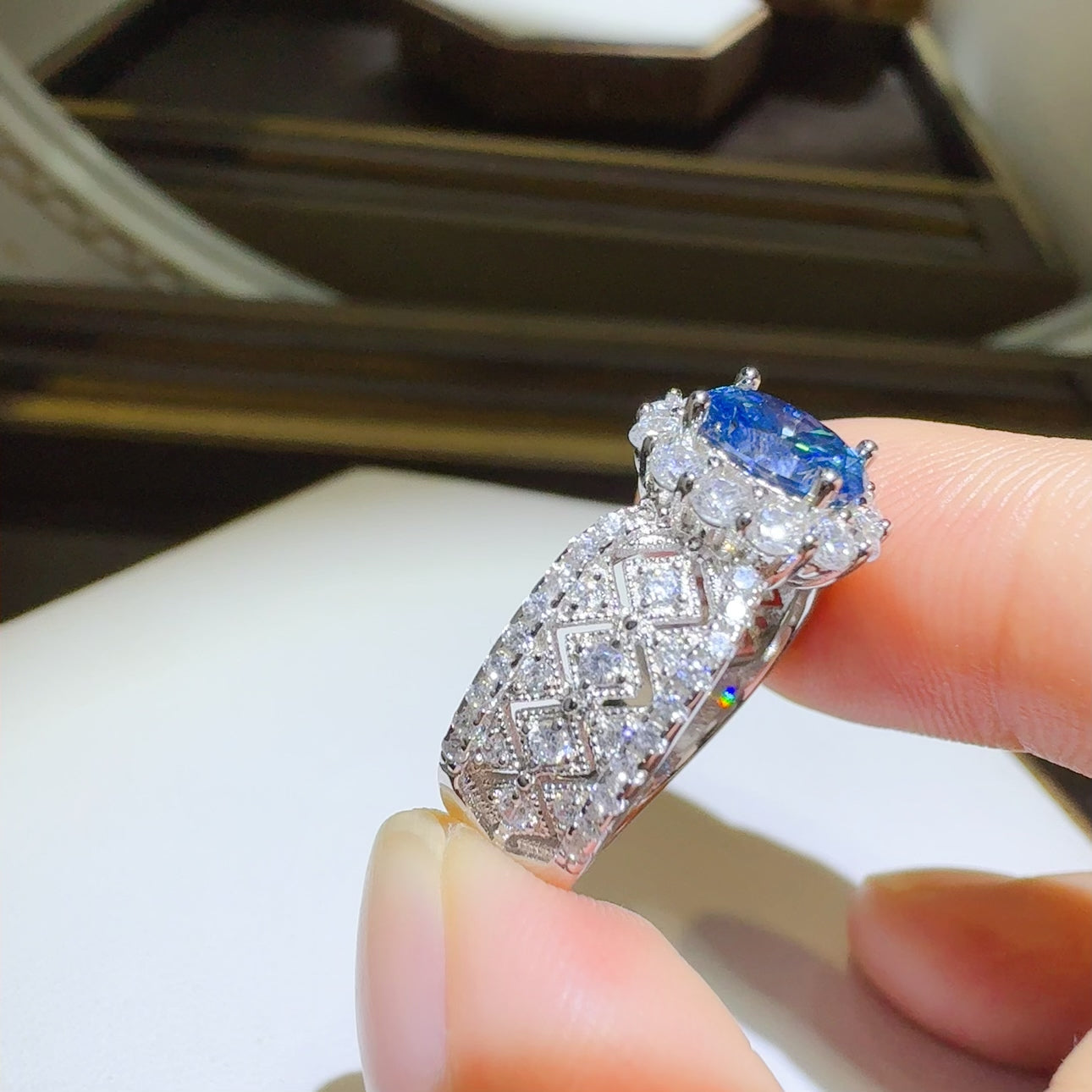 Women 1 Carat Moissanite Zircon 925 Sterling Silver Ring