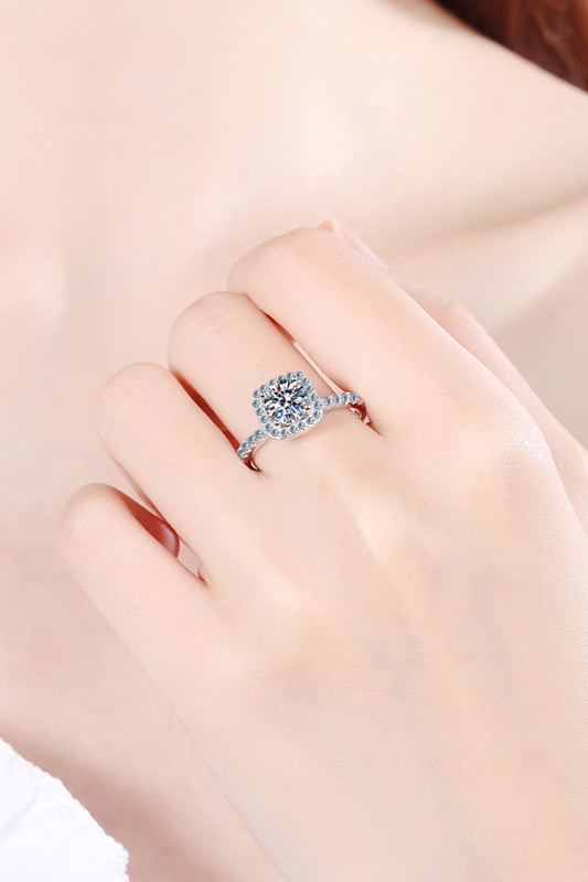 Women 2 Carat Moissanite Square Halo Ring