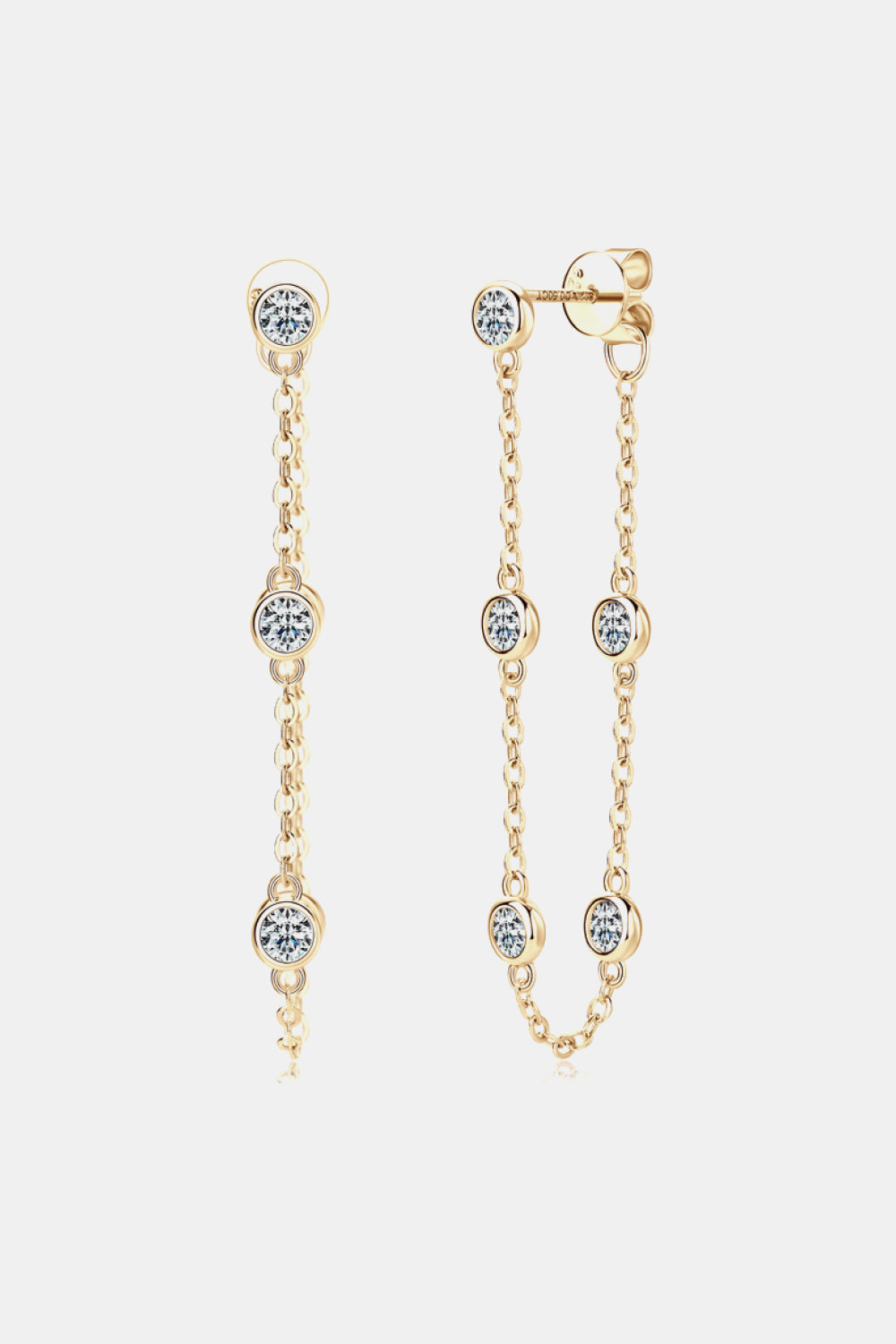 Women 1 Carat Moissanite 925 Sterling Silver Chain Earrings