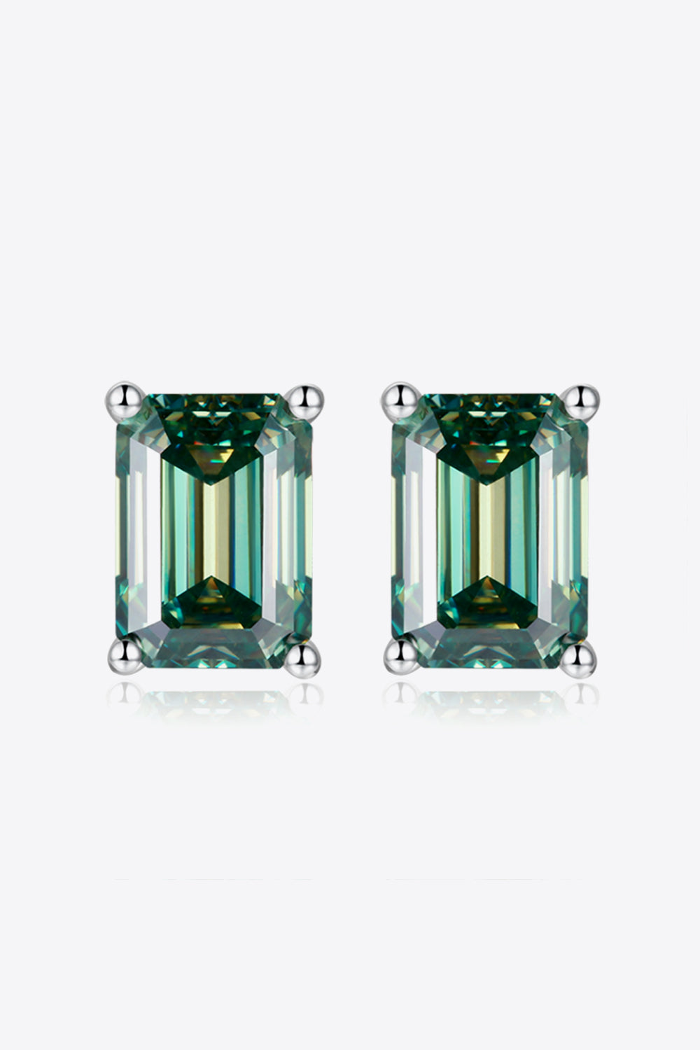 Women 2 Carat Moissanite Stud Earrings in Green
