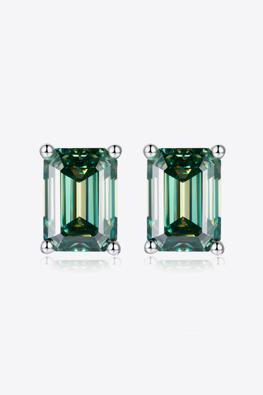 Women 2 Carat Moissanite Stud Earrings in Green