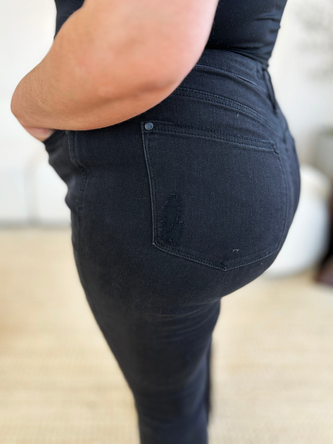 Women Full Size High Waist Distressed Flare Jeans