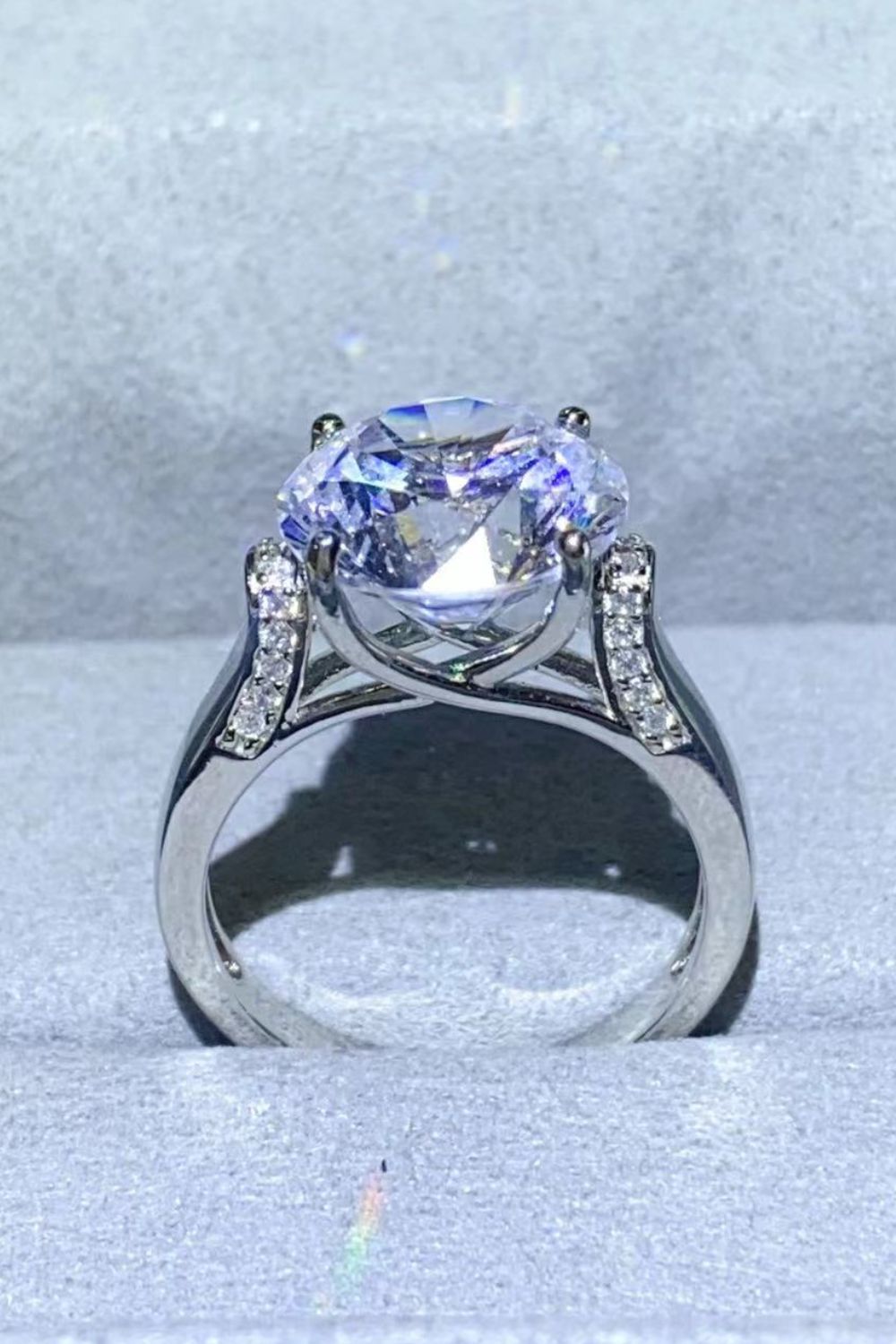 Women 5 Carat Moissanite Platinum-Plated Ring
