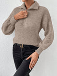 Load image into Gallery viewer, Women Half Zip Dropped Shoulder Sweater
