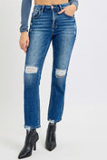 Load image into Gallery viewer, Women Full Size High Rise Distressed Crop Straight Jeans
