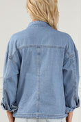 Load image into Gallery viewer, Women Drawstring Snap Down Denim Jacket with Chest Pockets
