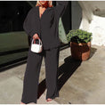 Load image into Gallery viewer, Women Casual Sexy Long Sleeve Lapel Jacket Coat Wide Leg Trousers Set
