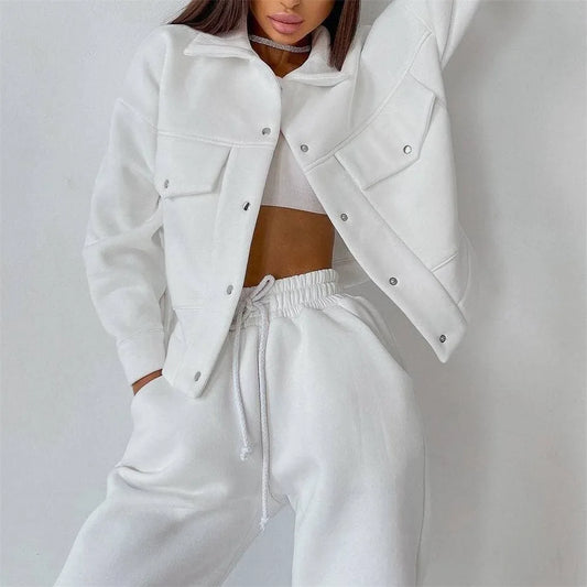 Women Long Sleeve Big Pocket Outdoor Hoodie Sweatpants Outfit