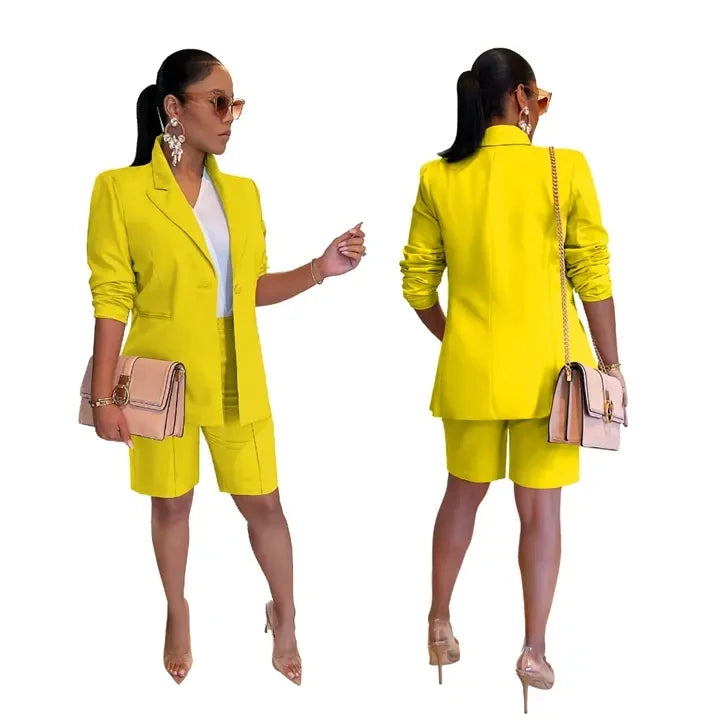 Women Long and Short Pants Blazer Suit