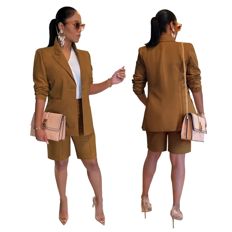 Women Long and Short Pants Blazer Suit