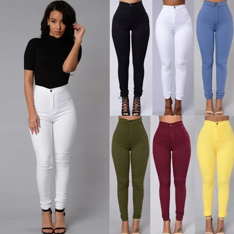 Women Skinny Waist Stretch Pencil Jeans