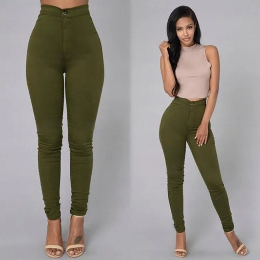 Women Skinny Waist Stretch Pencil Jeans