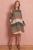 Load image into Gallery viewer, Long Sleeved Rib Stripe Pocket Dress
