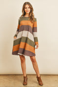 Load image into Gallery viewer, Long Sleeved Rib Stripe Pocket Dress
