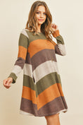 Load image into Gallery viewer, Long Sleeved Rib Stripe Pocket Dress
