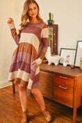 Load image into Gallery viewer, Long Sleeved Rib Stripe Pocket Dress
