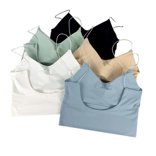 Women Sexy Silk Camisole Tube Seamless Sports Padded Tank