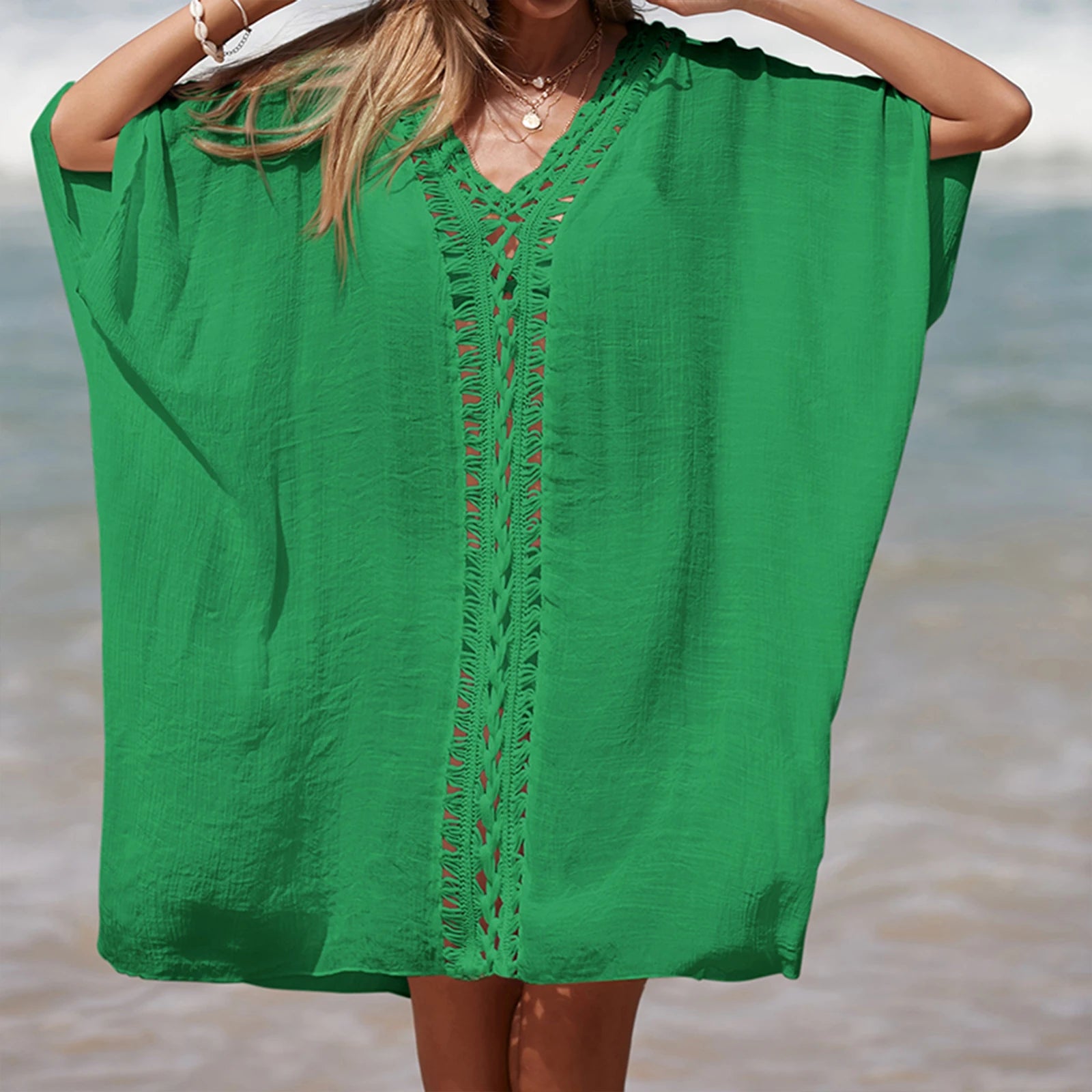 Women Crochet  Swimsuit Loose Cover Up Summer Beachwear Dress