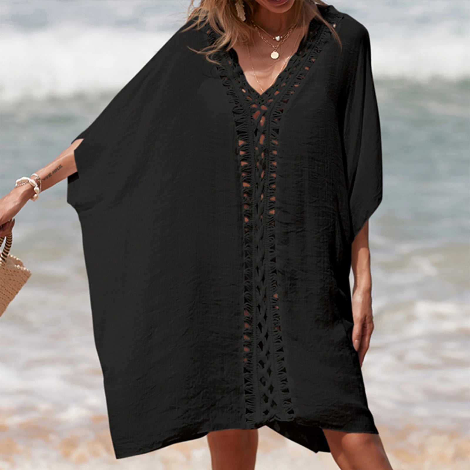 Women Crochet  Swimsuit Loose Cover Up Summer Beachwear Dress